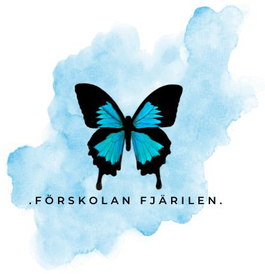 Förskolan Fjärilens logga med blå fjäril